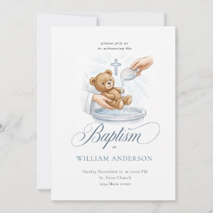 Akvarellkors Teddybjörn Dopannons Inbjudningar
