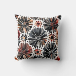 Akvarellkrysantemum Dark Floral Kudde
