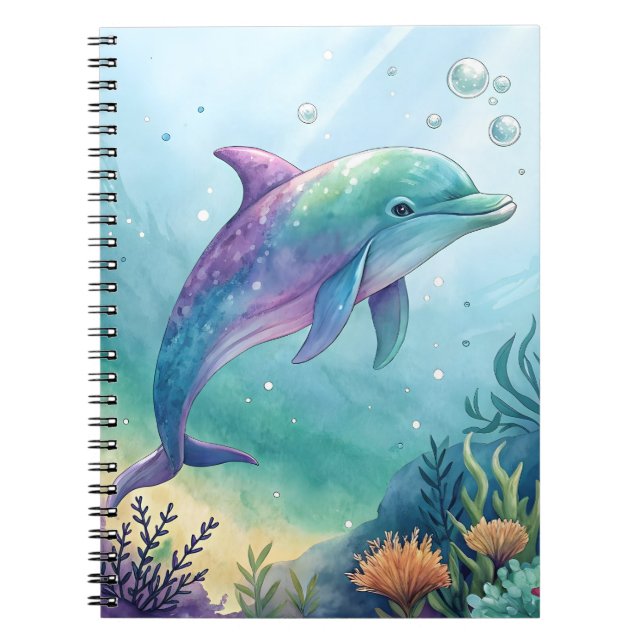 Akvarellmålad delfin anteckningsbok (Framsidan)