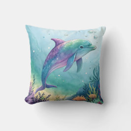 Akvarellmålad delfin kudde