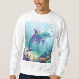 Akvarellmålad delfin lång ärmad tröja