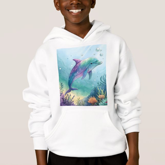 Akvarellmålad delfin t shirt (Framsida)