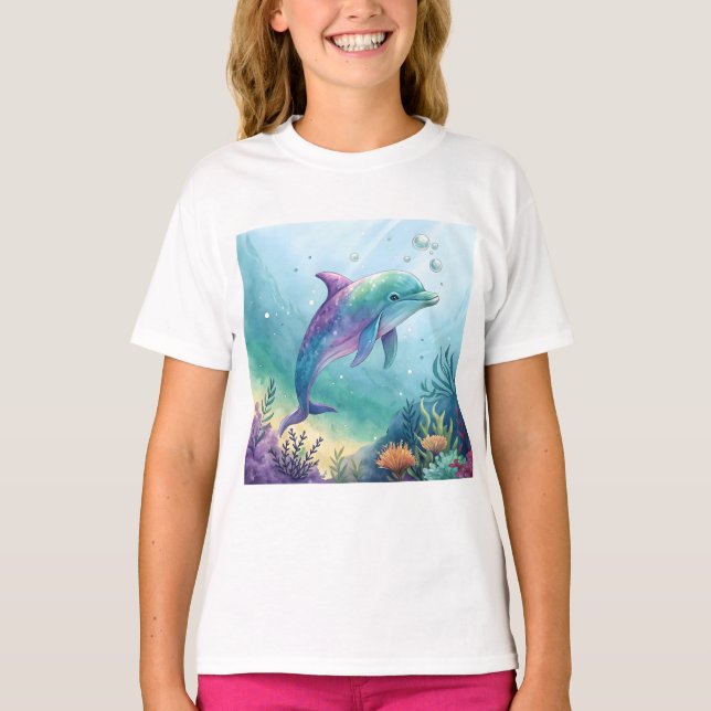 Akvarellmålad delfin t shirt (Framsida)