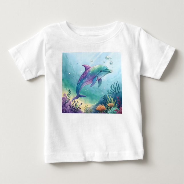 Akvarellmålad delfin t shirt (Framsida)