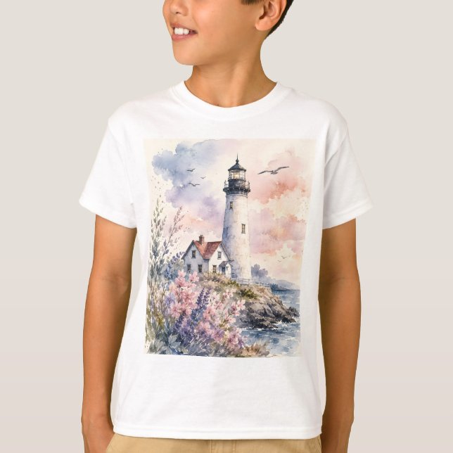 Akvarellmålad fyr t shirt (Framsida)