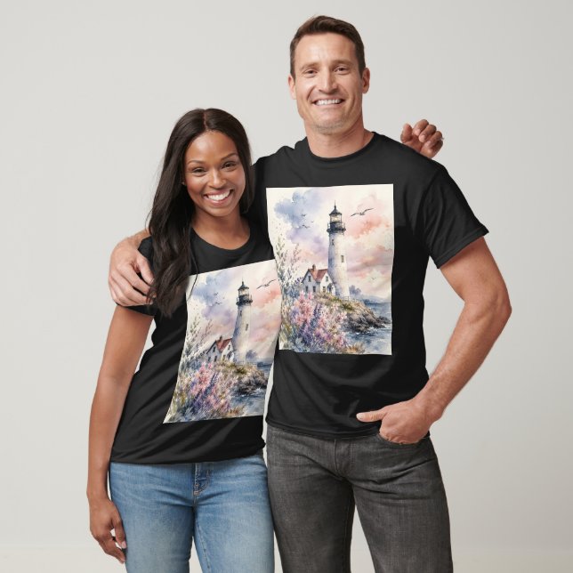 Akvarellmålad fyr t shirt (Unisex)