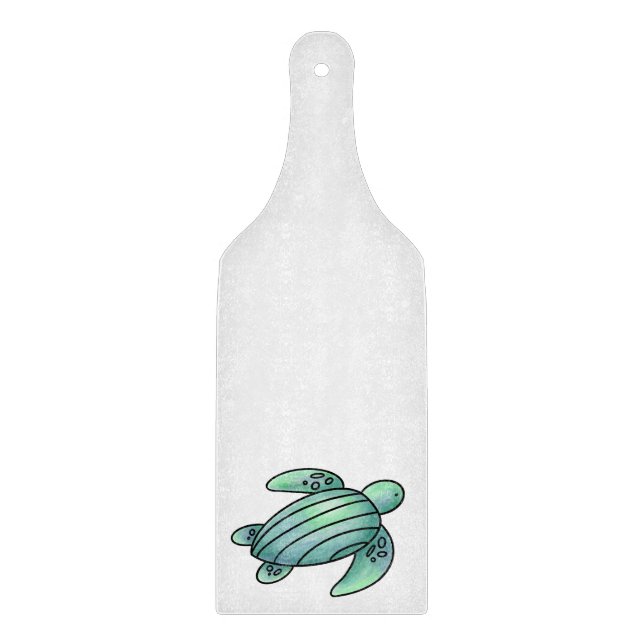 akvarellmålad havssköldpadda seriefigur blå grön  (Framsidan)