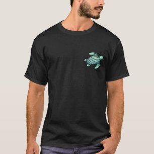 akvarellmålad havssköldpadda seriefigur blå grön t shirt