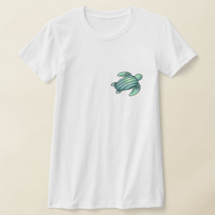 akvarellmålad havssköldpadda seriefigur blå grön  t shirt