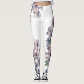 Akvarellmålad penséblomma leggings
