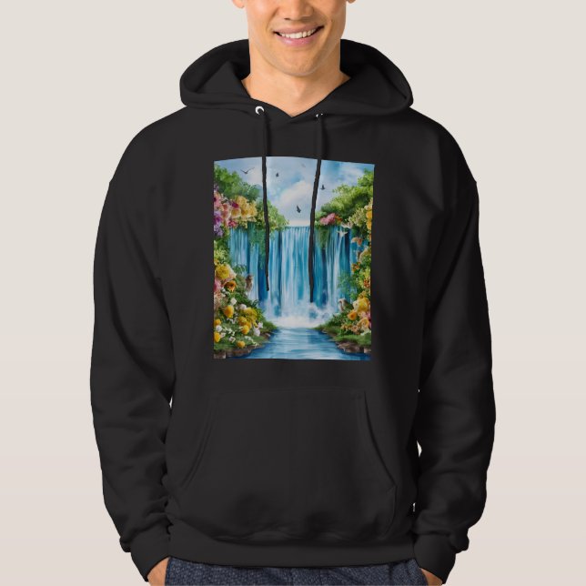 Akvarellmålad vattenfall hoodie (Framsida)