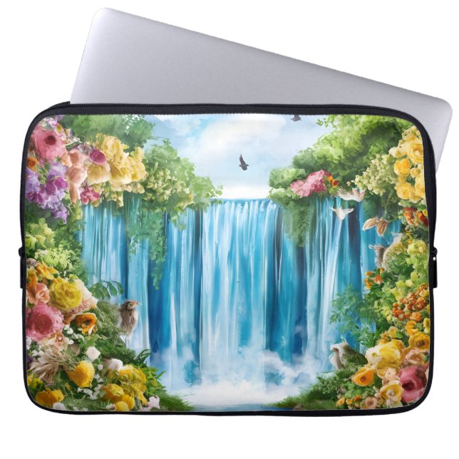 Akvarellmålad vattenfall laptop fodral (Framsidan)