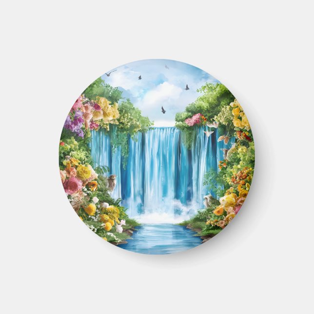 Akvarellmålad vattenfall magnet (Framsidan)