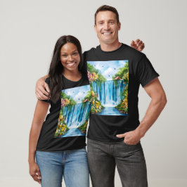 Akvarellmålad vattenfall t shirt