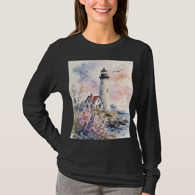 Akvarellmålade fyr t shirt (Framsida)
