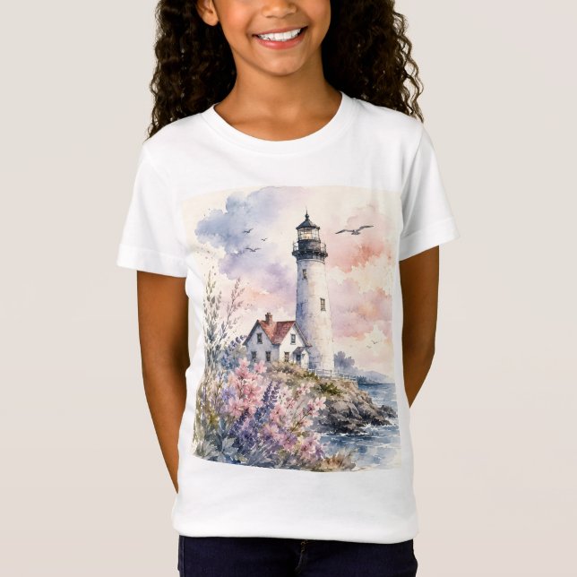 Akvarellmålade fyr t shirt (Framsida)