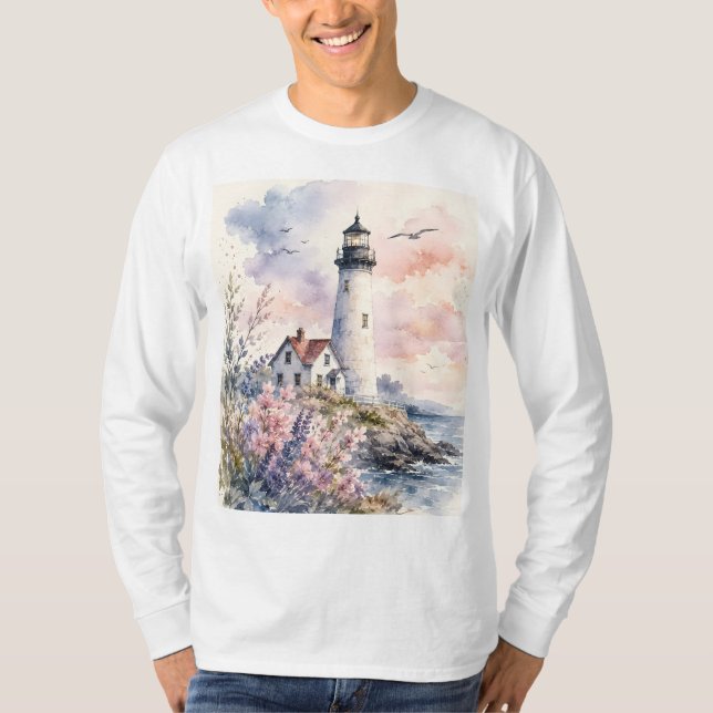 Akvarellmålade fyr t shirt (Framsida)