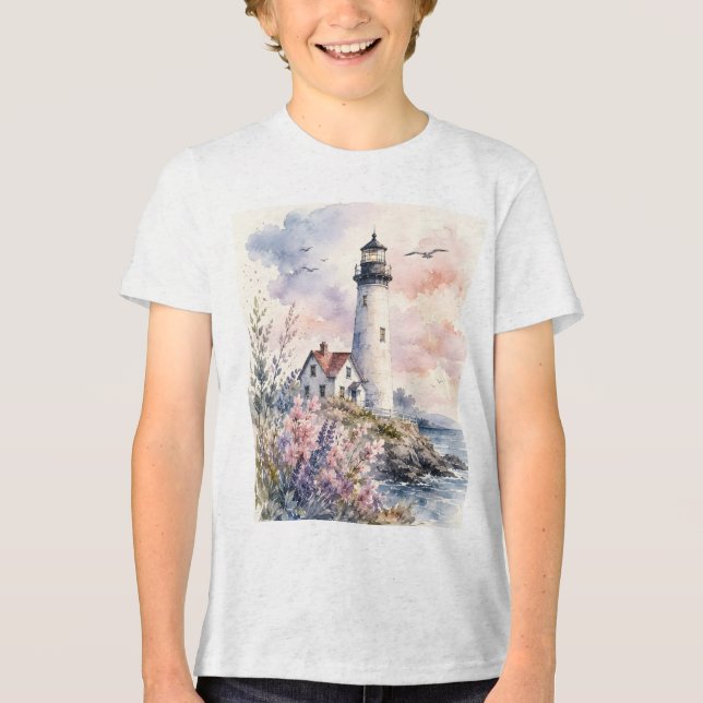 Akvarellmålade fyr t shirt (Framsida)