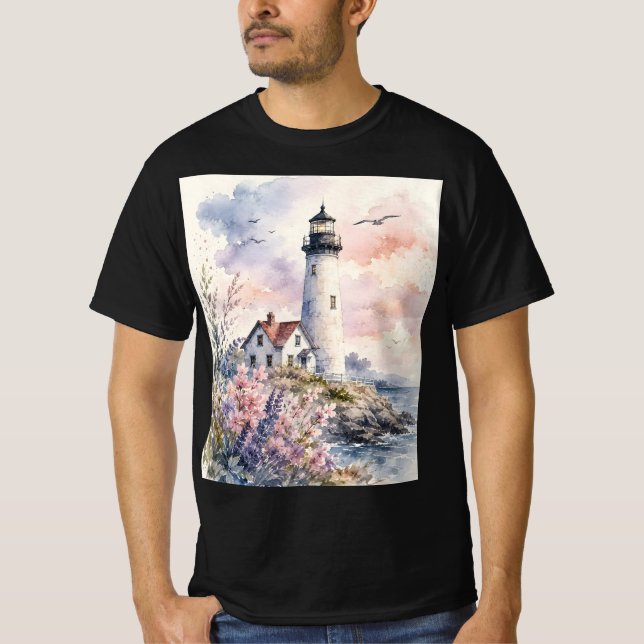 Akvarellmålade fyr t shirt (Framsida)