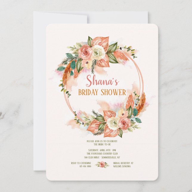 Akvarellmålade krans inbjudan (Framsida)