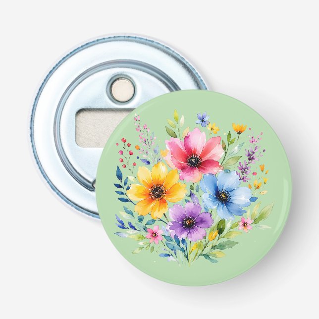 Akvarellmålade vilda blommor flasköppnare (Framsidan)