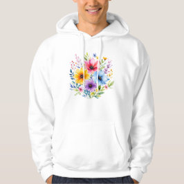 Akvarellmålade vilda blommor hoodie