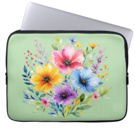 Akvarellmålade vilda blommor laptop fodral