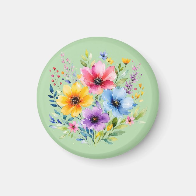 Akvarellmålade vilda blommor magnet (Framsidan)