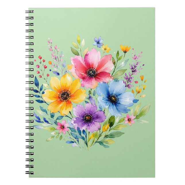 Akvarellmålade vildblommor anteckningsbok (Framsidan)