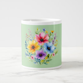 Akvarellmålade vildblommor jumbo mugg