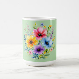 Akvarellmålade vildblommor kaffemugg