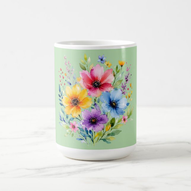 Akvarellmålade vildblommor kaffemugg (Center)