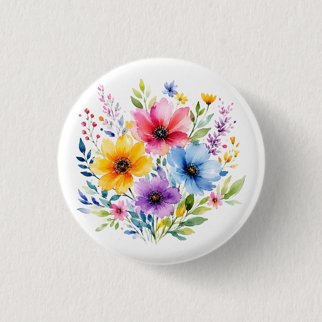 Akvarellmålade vildblommor knapp (Framsida)