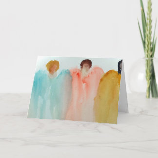 Akvarellmålning av 3 änglar, figurer eller kvinnor kort