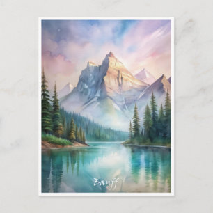 Akvarellmålning av Banff nationalpark Vykort