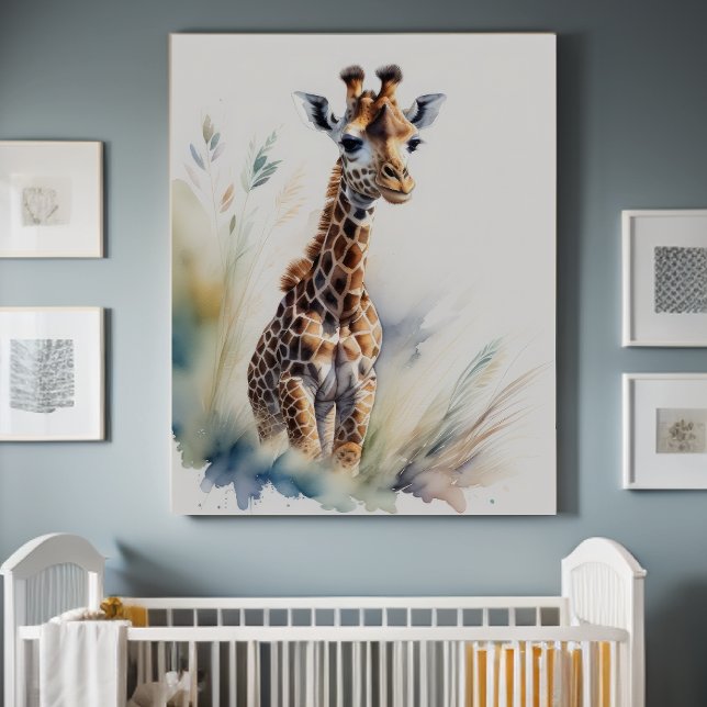 Akvarellmålning av en baby giraffe 5:4 poster (Skapare uppladdad)