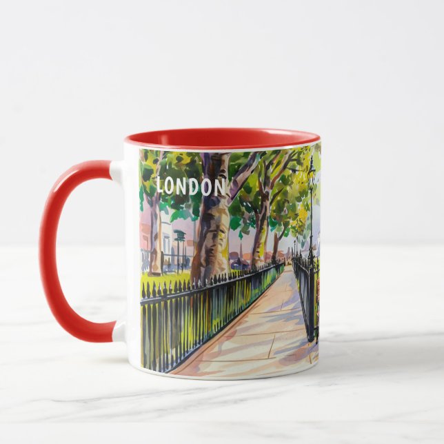 Akvarellmålning av Londons solnedgångsgator #2 Mugg (Vänster)