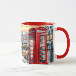 Akvarellmålning av Londons solnedgångsgator Mugg