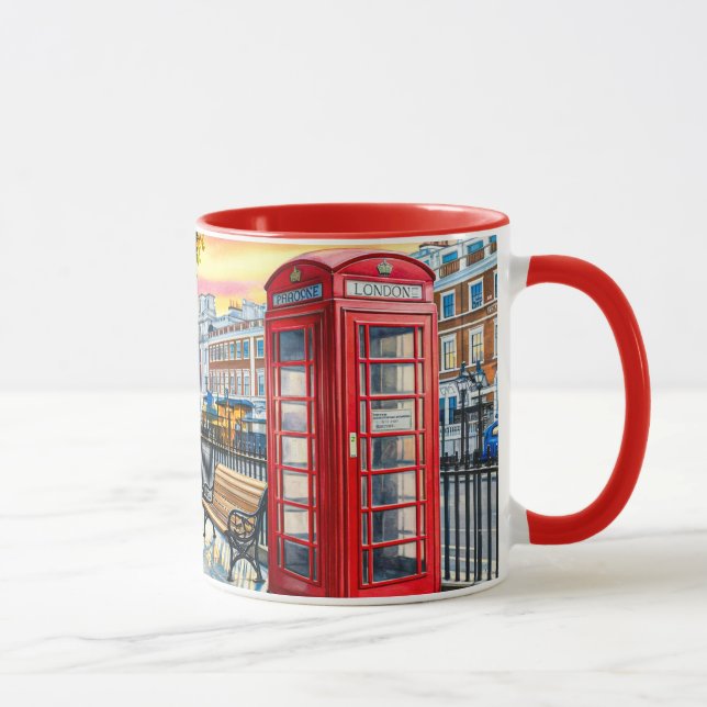 Akvarellmålning av Londons solnedgångsgator Mugg (Höger)