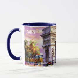 Akvarellmålning av Paris Landmärken #1 Mugg