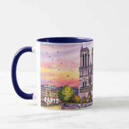 Akvarellmålning av Paris landmärken #2 Mugg
