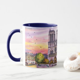 Akvarellmålning av Paris landmärken #2 Mugg