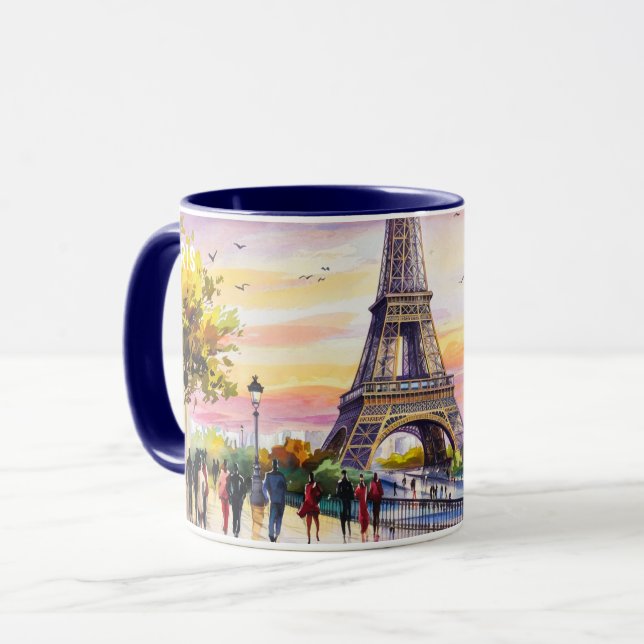 Akvarellmålning av Paris Landmärken #4 Mugg (Framsida vänster)