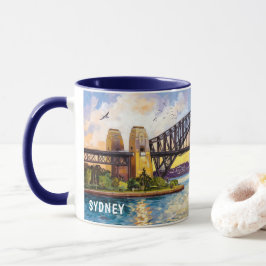 Akvarellmålning av Sydney Harbour Bridge Mugg