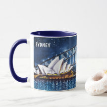 Akvarellmålning av Sydney nattvyer #1