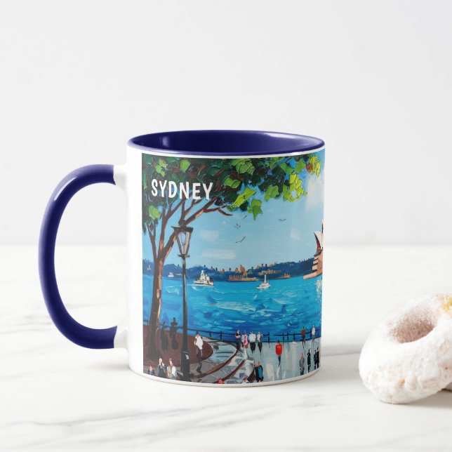 Akvarellmålning av Sydney Opera House #1 Mugg (Med munk)