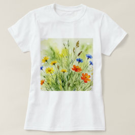 Akvarellmålning av vilda blommor och växter t shirt
