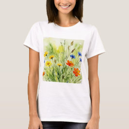 Akvarellmålning av vilda blommor och växter t shirt