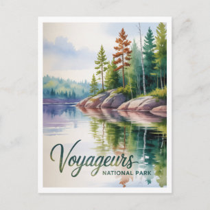 Akvarellmålning av Voyageurs National Park Vykort