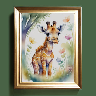 Akvarellmålning Baby Giraffe Nursery 5:4 Poster
